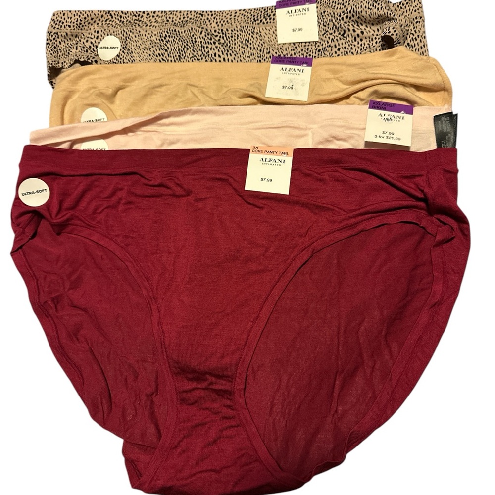 Alfani Red and Pink Panties Soft Stretchy Material Full Coverage